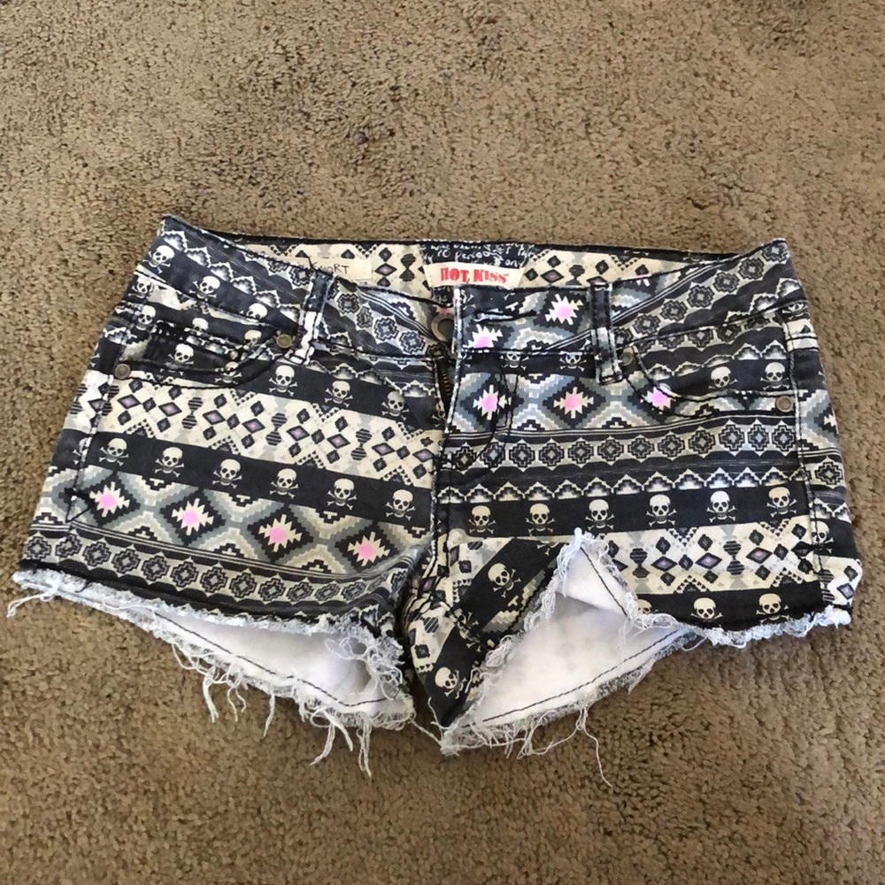 Booty shorts with skull print, festival wear